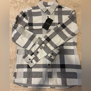 7 Diamonds Gray and Black Plaid Button-Down Shirt